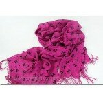 Rose-coloured bowknot Printed Long 100% Fine Wool Scarf Shawl