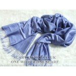 Thin Style Double Sided JACQUARD Pure PASHMINA Blue Scarf/shawl