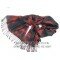 Black and Dard Red pattern Tie-dye 100% Pure Wool Shawl