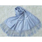 Long Pure Sky Blue Color Wool and Cashmere Shawl