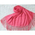 Long Pure Dark Pink Color Wool and Cashmere Shawl