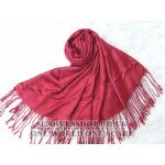 Long Pure Purplish Red Color Wool and Cashmere Shawl