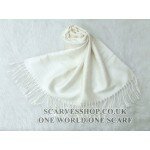 Thin Style Double Sided JACQUARD Pure PASHMINA White Scarf/shawl