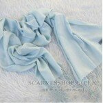 Light Blue Exquisite Long Cashmere Shawl