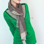 Double Sided with Leopard grain Long Cashmere and Fine Wool Shawl