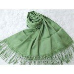 Long Pure Light Green Color Wool and Cashmere Shawl